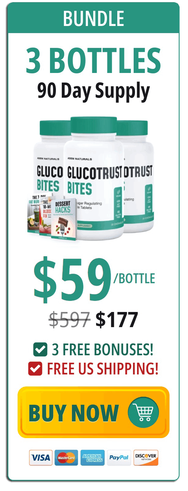 GlucoTrust Bites three bottles price 